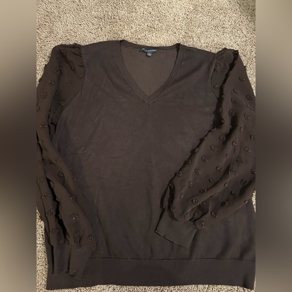 Adrianna Papell chocolate brown sweater blouse medium